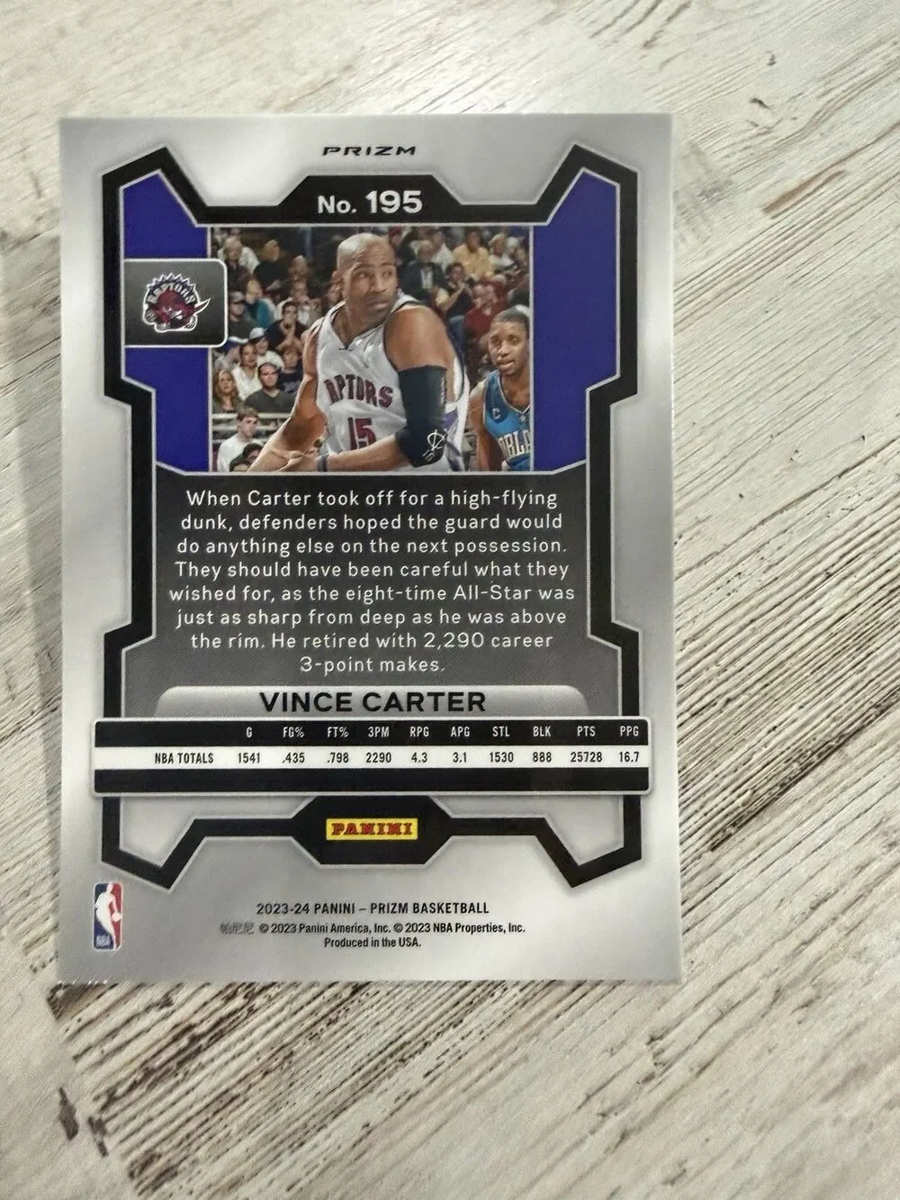 2023-24 Panini Prizm Vince Carter Pink Ice Prizm #195 Toronto Raptors